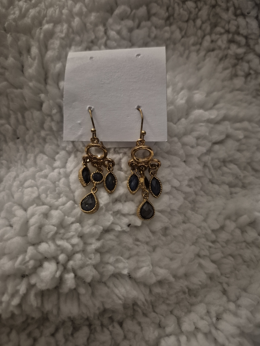 Gold-Tone Black Teardrop Dangle Earrings